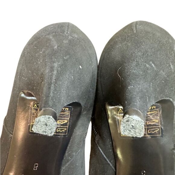 Aquatalia Black Suede Faux Fur Kitten Heel Booties - Picture 11 of 12